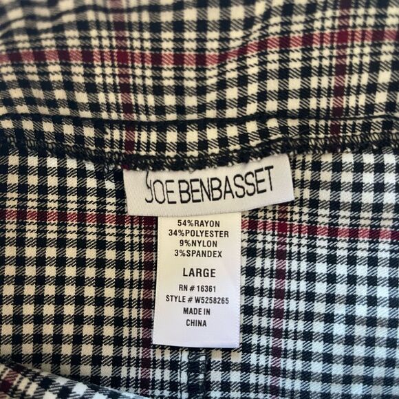 Joe Benbasset Women's Plaid Buckle Mini White Black Skirt Skort Size L - Picture 5 of 6